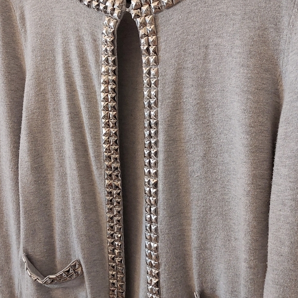 Inc International Concepts Beaded Jeweled Silver/Gray Sweater/Blouse - Picture 6 of 9
